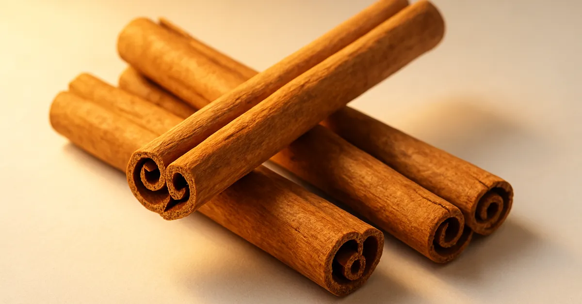 Ceylon cinnamon sticks with golden warm lighting representing natural anti-inflammatory properties
